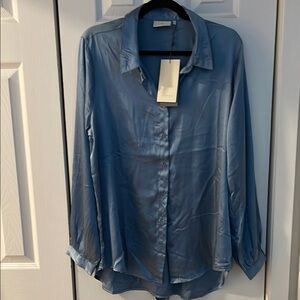 Silk Blue Button Down Shirt by Vince
